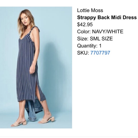 NWT Lottie Moss (Pacsun) Strappy Back Midi Dress - Picture 6 of 6